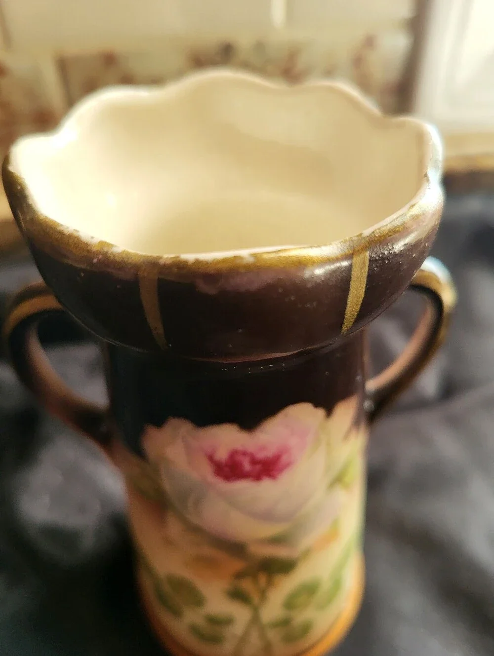 Stamped Cechalovakia 5.25 Inch Hanfpainted Rose Vase